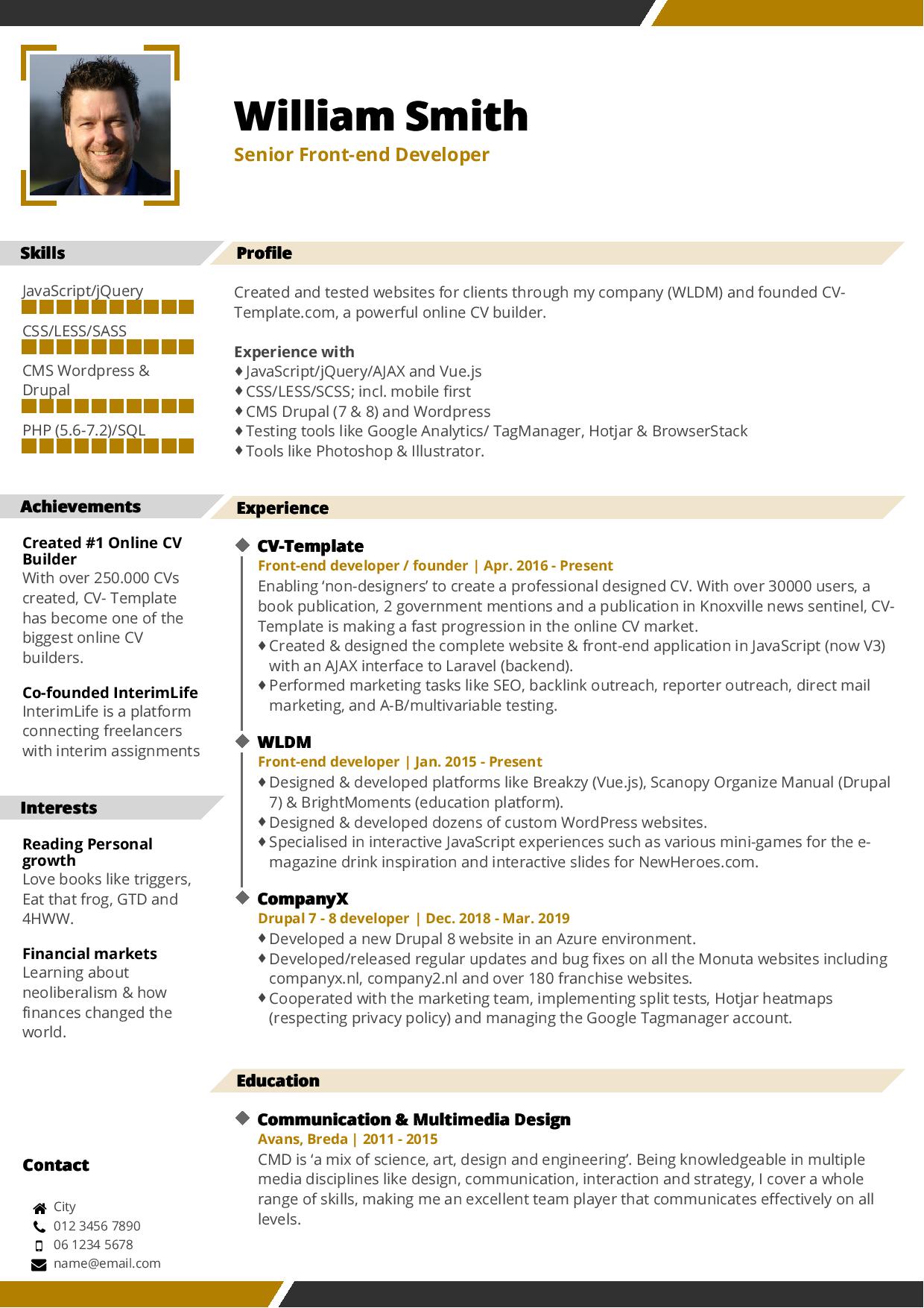 Clean, elegant CV template