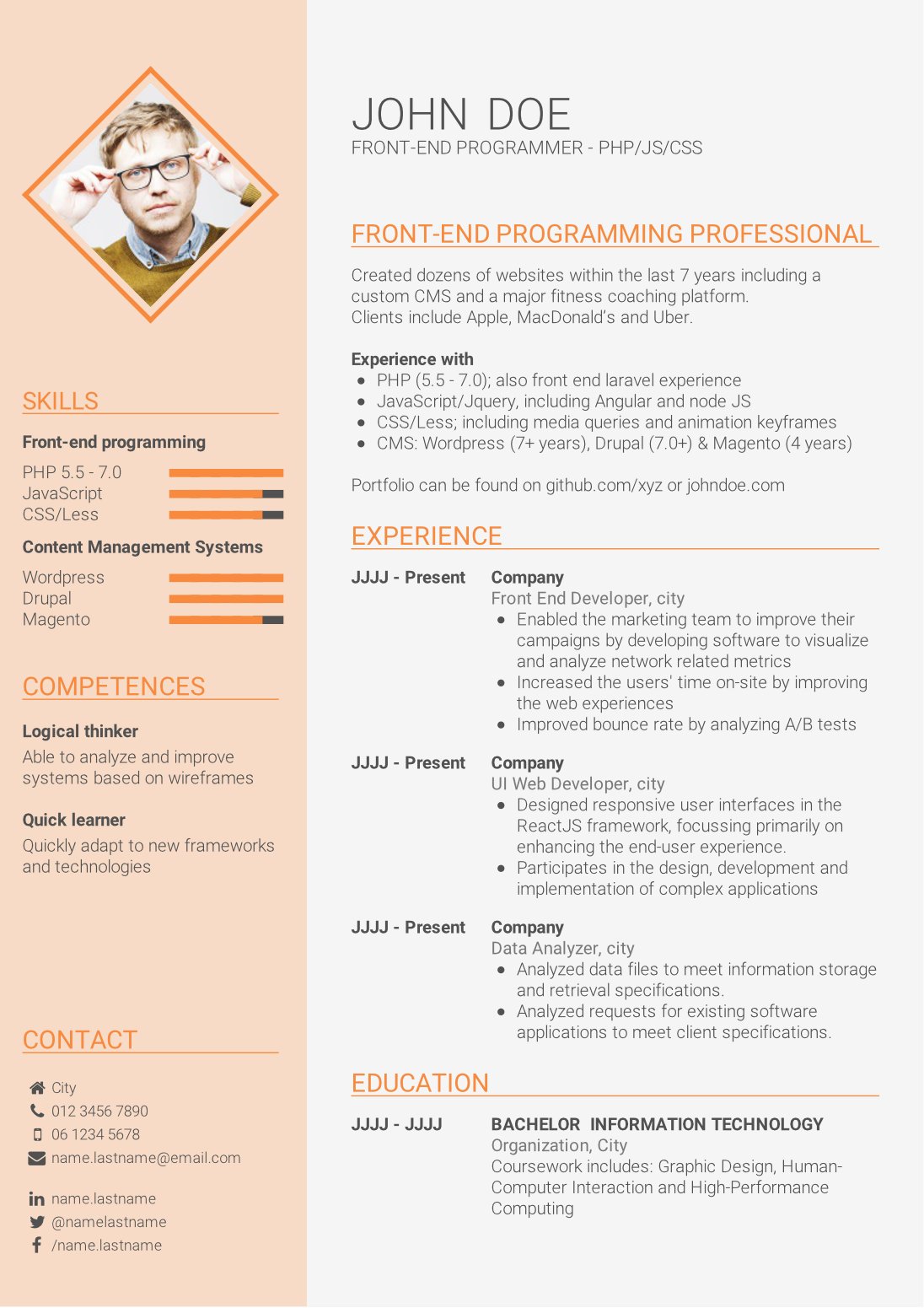 Skill-based CV template