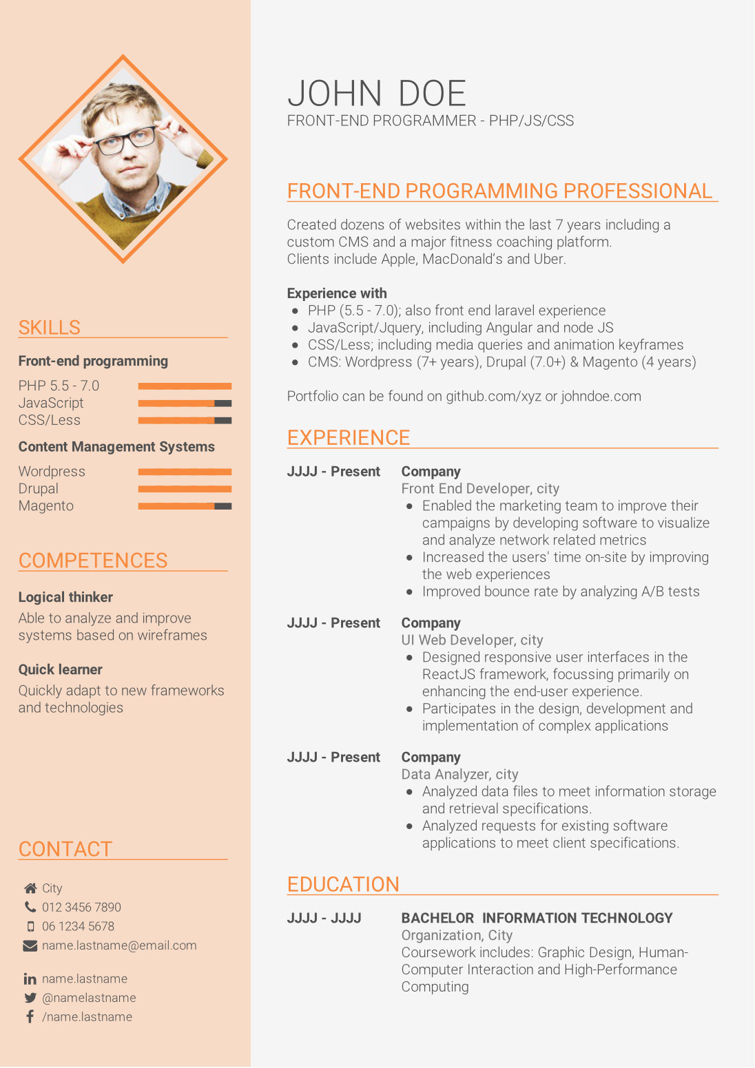 Template For A Curriculum Vitae 09b