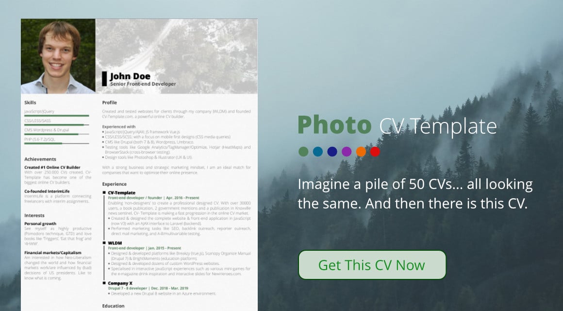 Photo CV template